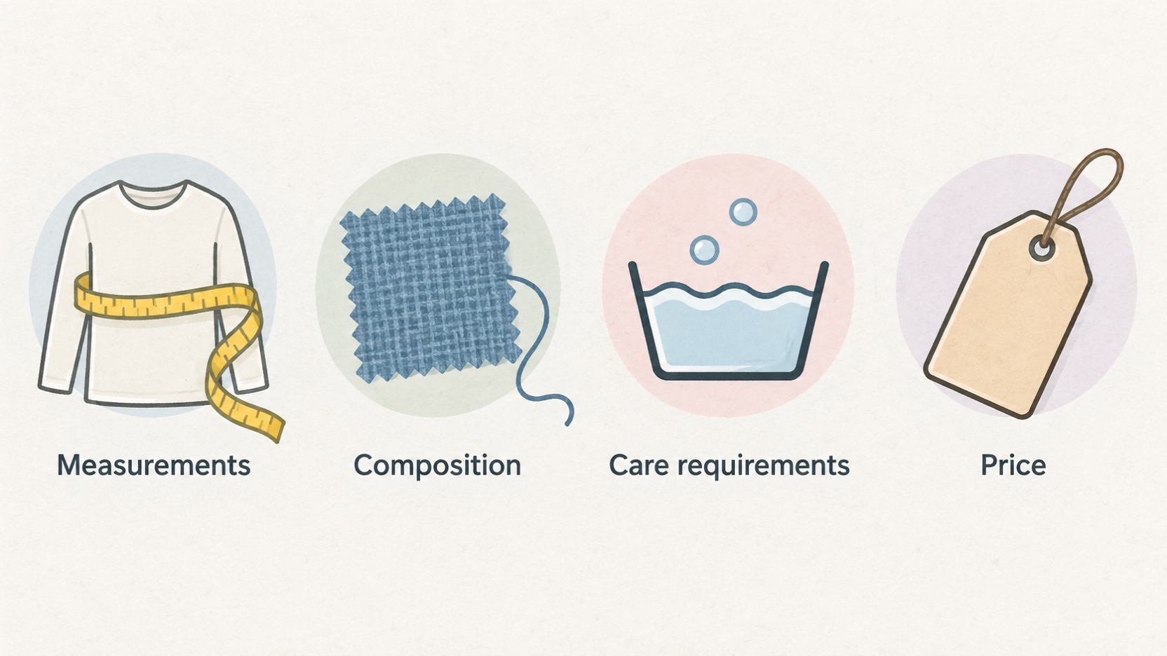 Summarise the section's conditional verdict as a five-point checklist, from identifying a specific wardrobe need to checking an individual garment's stated considerations.