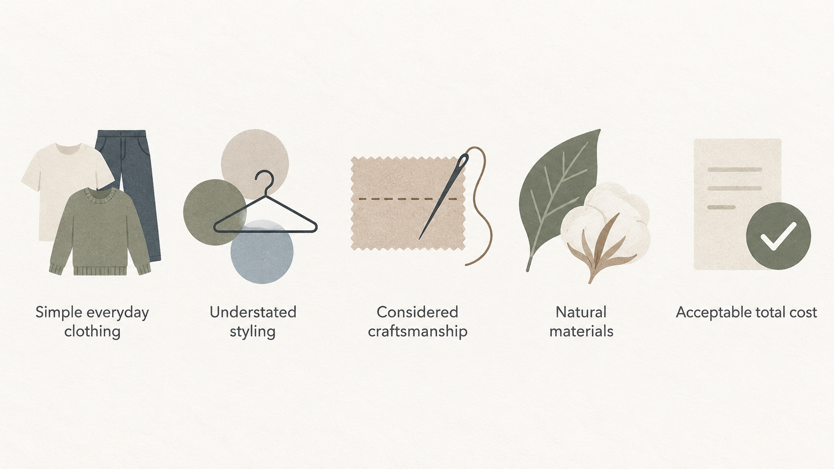 A numbered checklist of four points to assess for the exact garment: measurements, composition, care requirements, and the terms for buying and returning it.