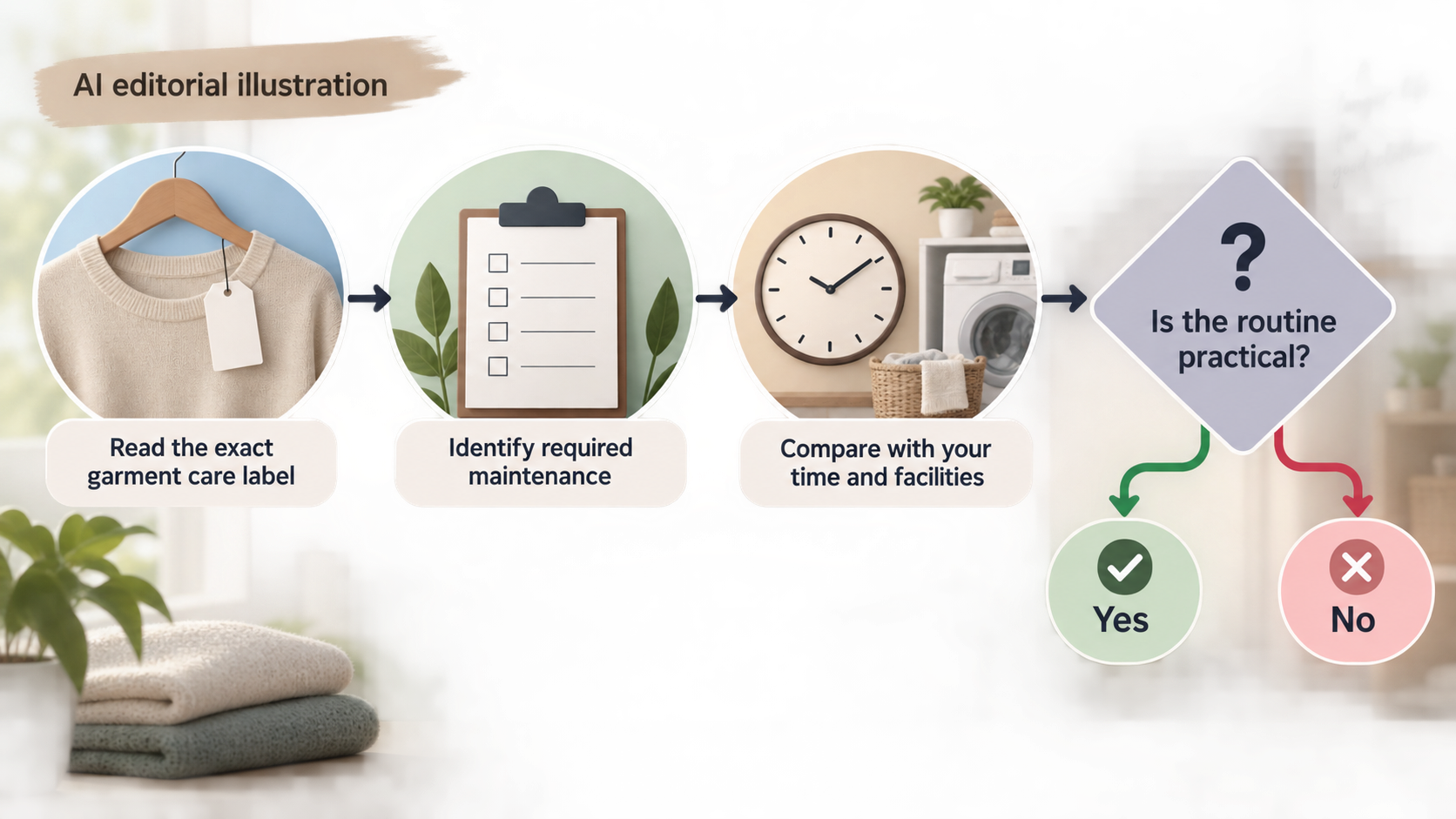 Help readers assess maintenance effort while keeping all garment-specific instructions dependent on verified care information